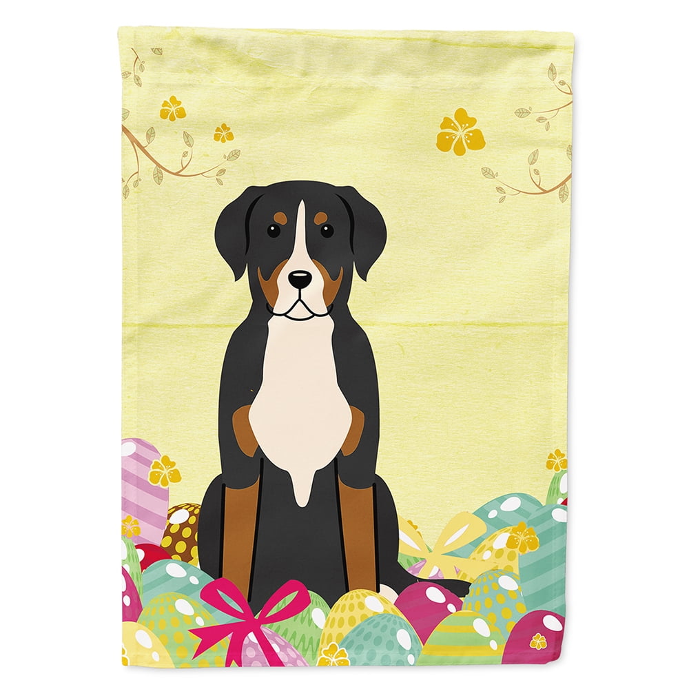 BB6037CHF Easter Eggs Greater Swiss Mountain Dog Flag Canvas House Size