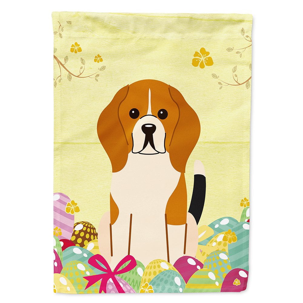 BB6040CHF Easter Eggs Beagle Tricolor Flag Canvas House Size