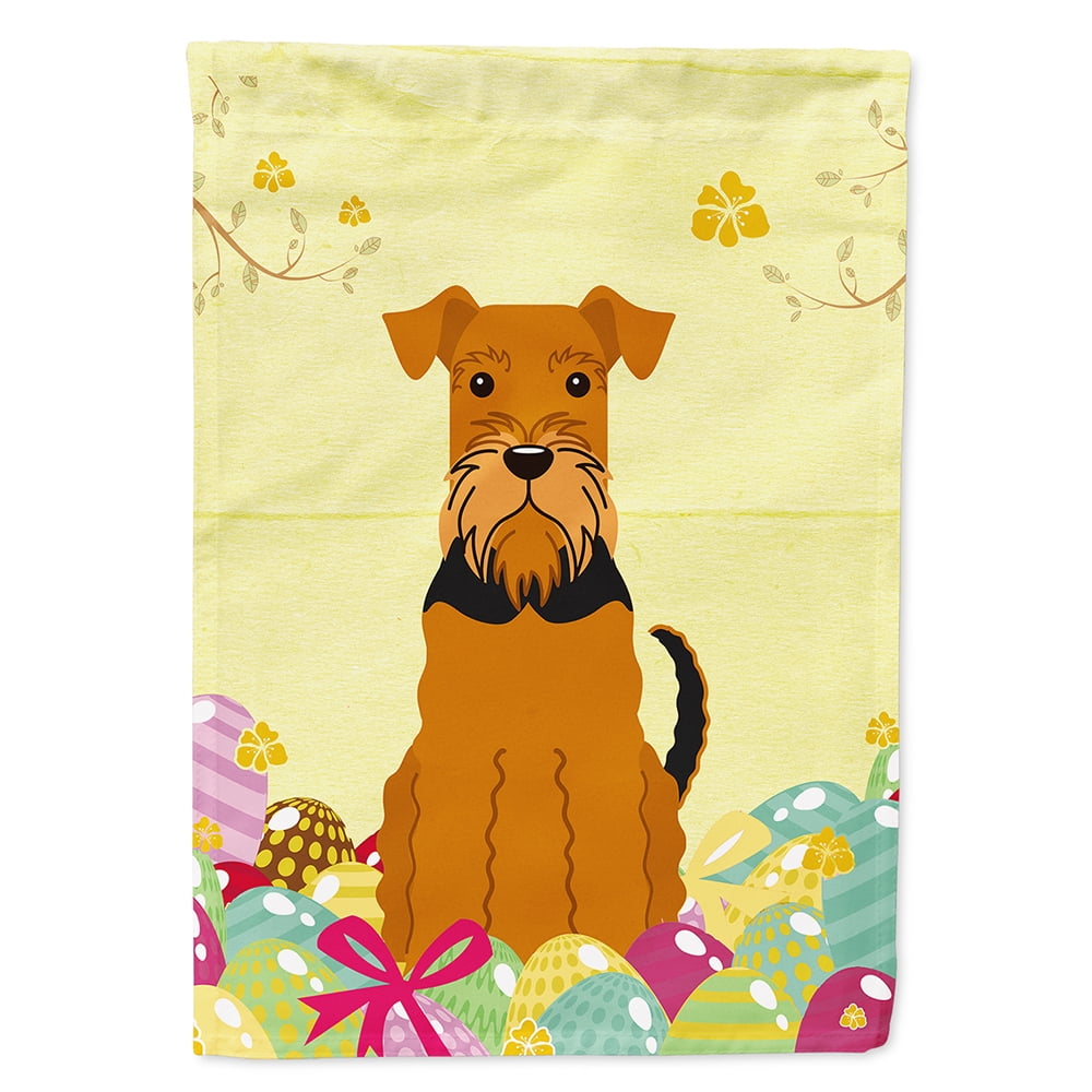BB6041CHF Easter Eggs Airedale Flag Canvas House Size
