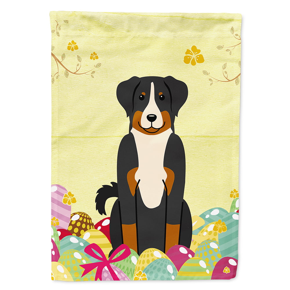 BB6043CHF Easter Eggs Appenzeller Sennenhund Flag Canvas House Size