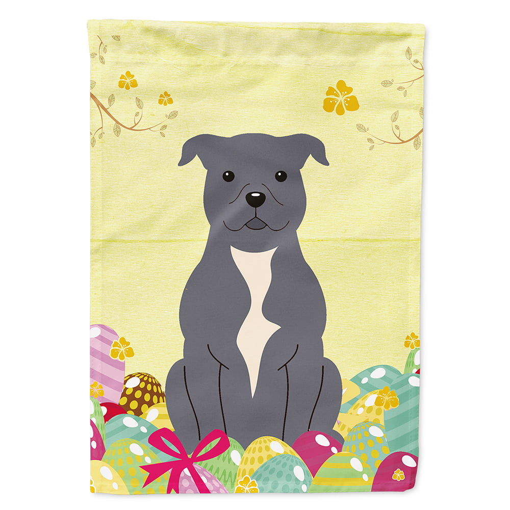 Easter Eggs Staffordshire Bull Terrier Blue Flag Canvas House Size