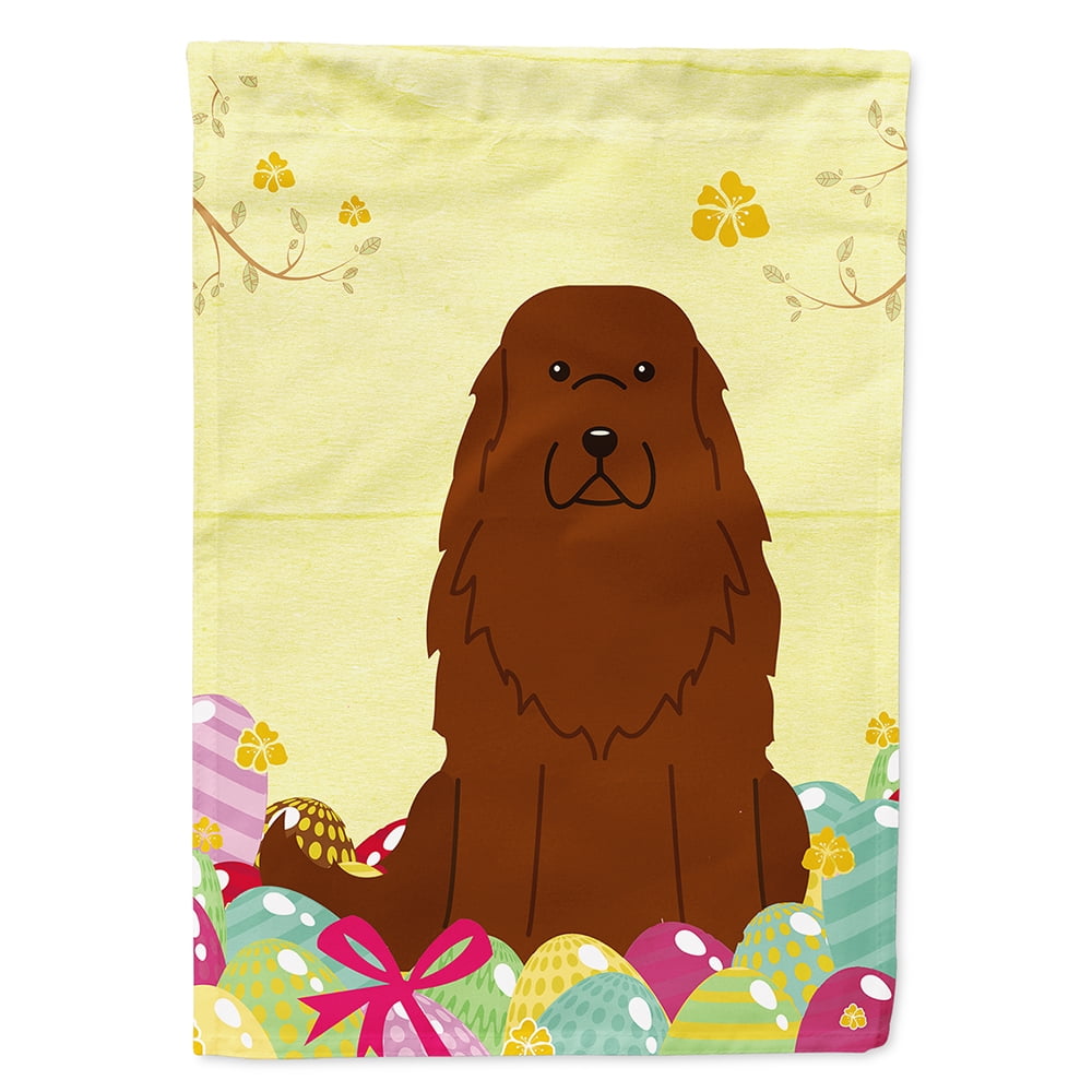 BB6050CHF Easter Eggs Caucasian Shepherd Dog Flag Canvas House Size