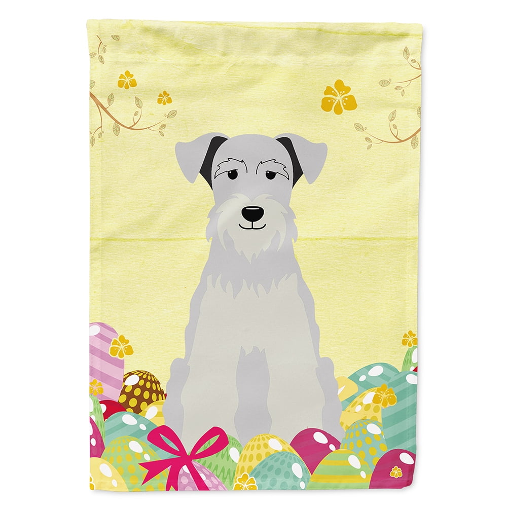 BB6053CHF Easter Eggs Miniature Schanuzer White Flag Canvas House Size