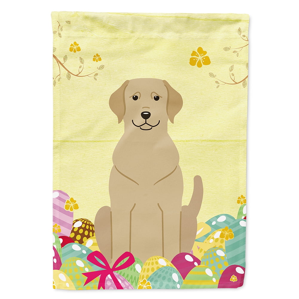 BB6055CHF Easter Eggs Yellow Labrador Flag Canvas House Size