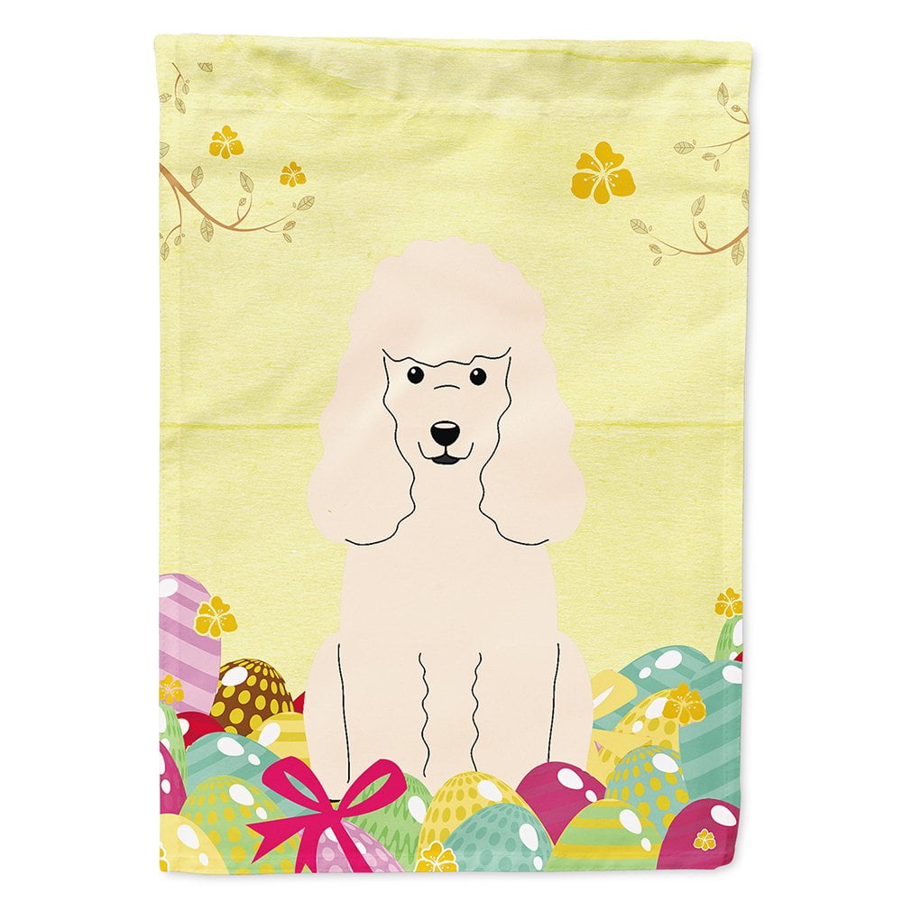 BB6070CHF Easter Eggs Poodle White Flag Canvas House Size