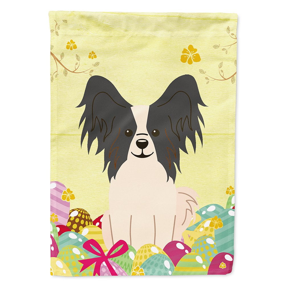 Easter Eggs Papillon Black White Flag Canvas House Size