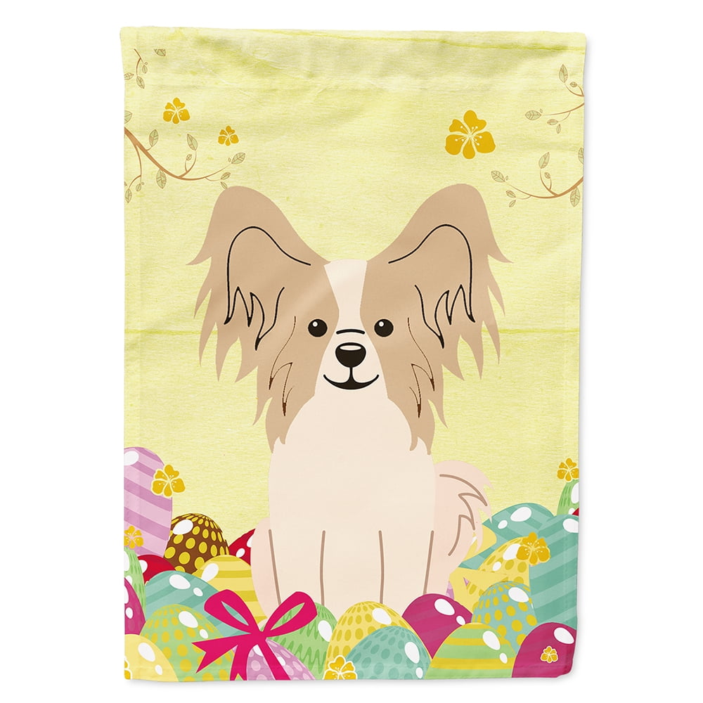 Easter Eggs Papillon Sable White Flag Canvas House Size