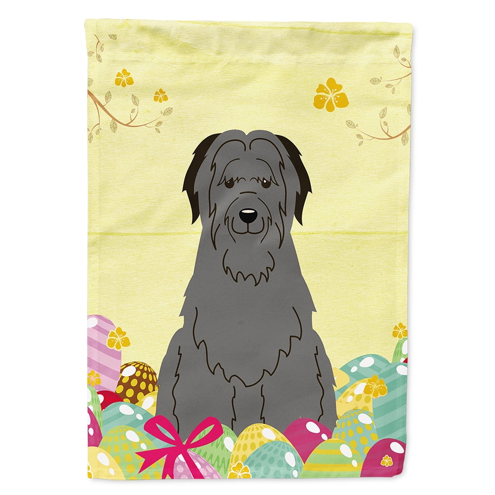 BB6081CHF Easter Eggs Briard Black Flag Canvas House Size