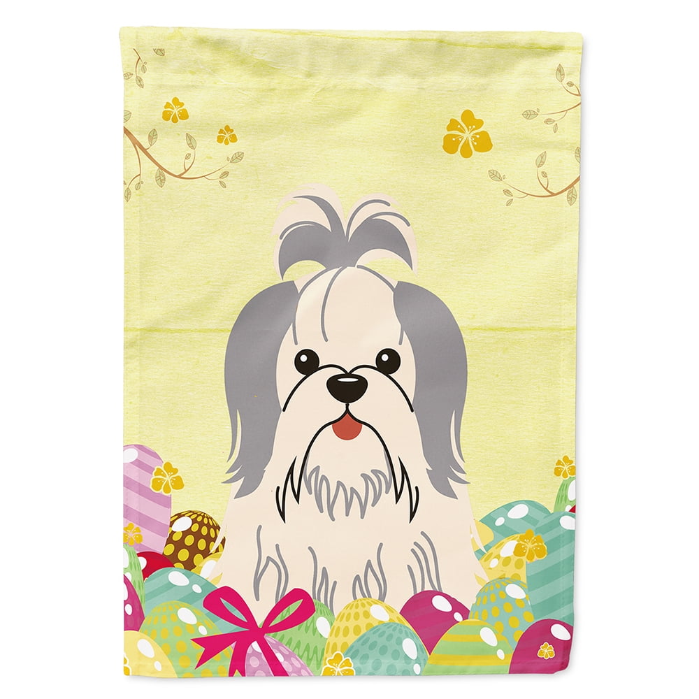 Easter Eggs Shih Tzu Silver White Flag Canvas House Size -  PatioPlus, PA2872787