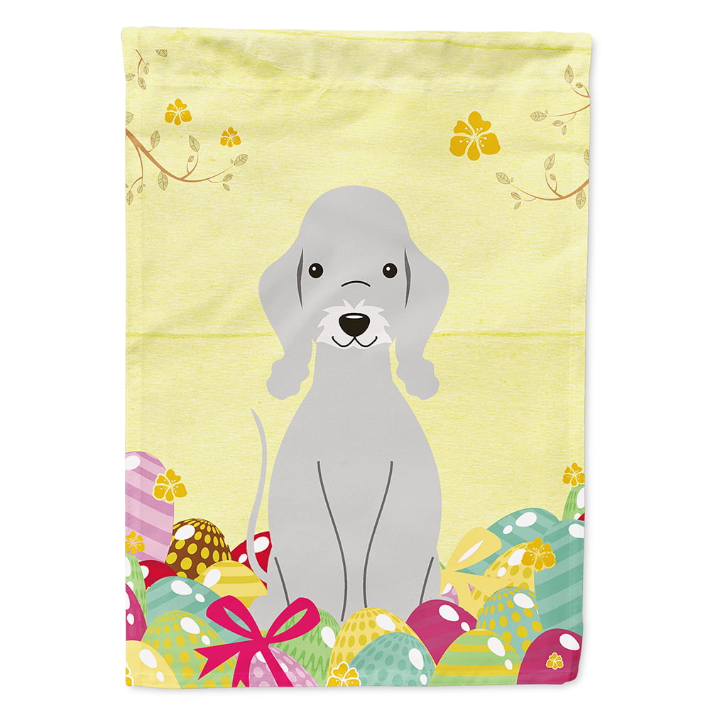 BB6090CHF Easter Eggs Bedlington Terrier Blue Flag Canvas House Size