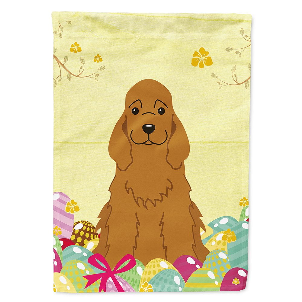BB6095CHF Easter Eggs Cocker Spaniel Red Flag Canvas House Size