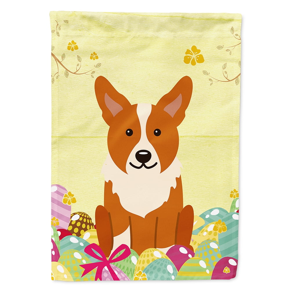 BB6100CHF Easter Eggs Corgi Flag Canvas House Size
