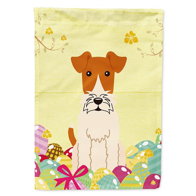 BB6101CHF Easter Eggs Wire Fox Terrier Flag Canvas House Size
