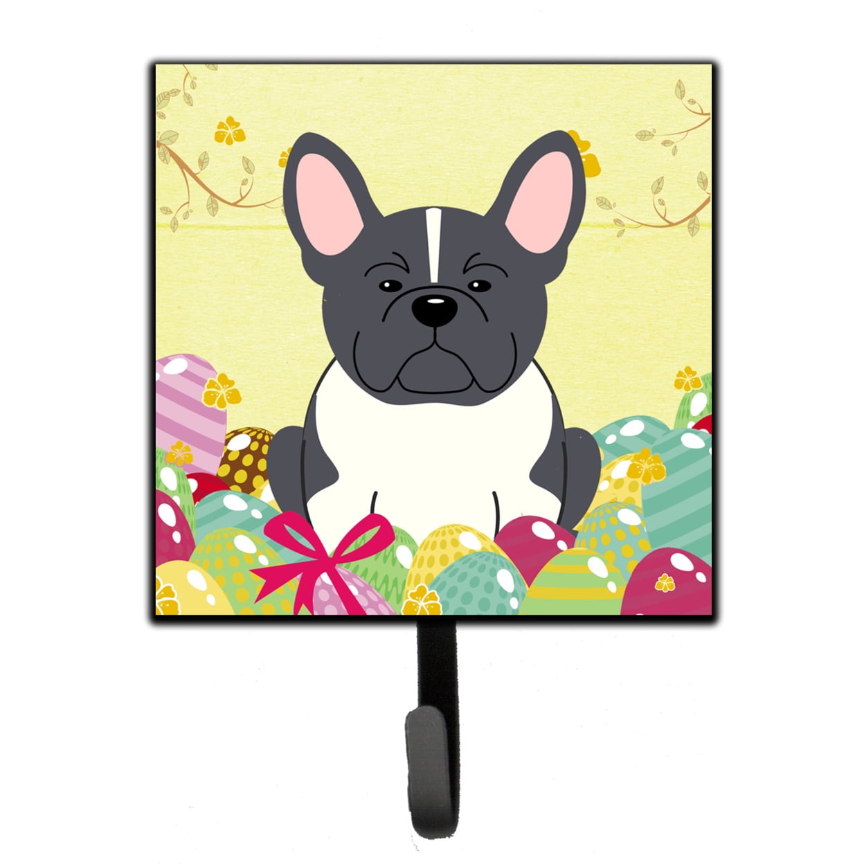 Easter Eggs French Bulldog Black & White Leash or Key Holder