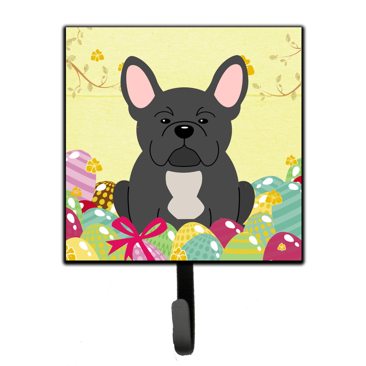 Easter Eggs French Bulldog Black Leash or Key Holder