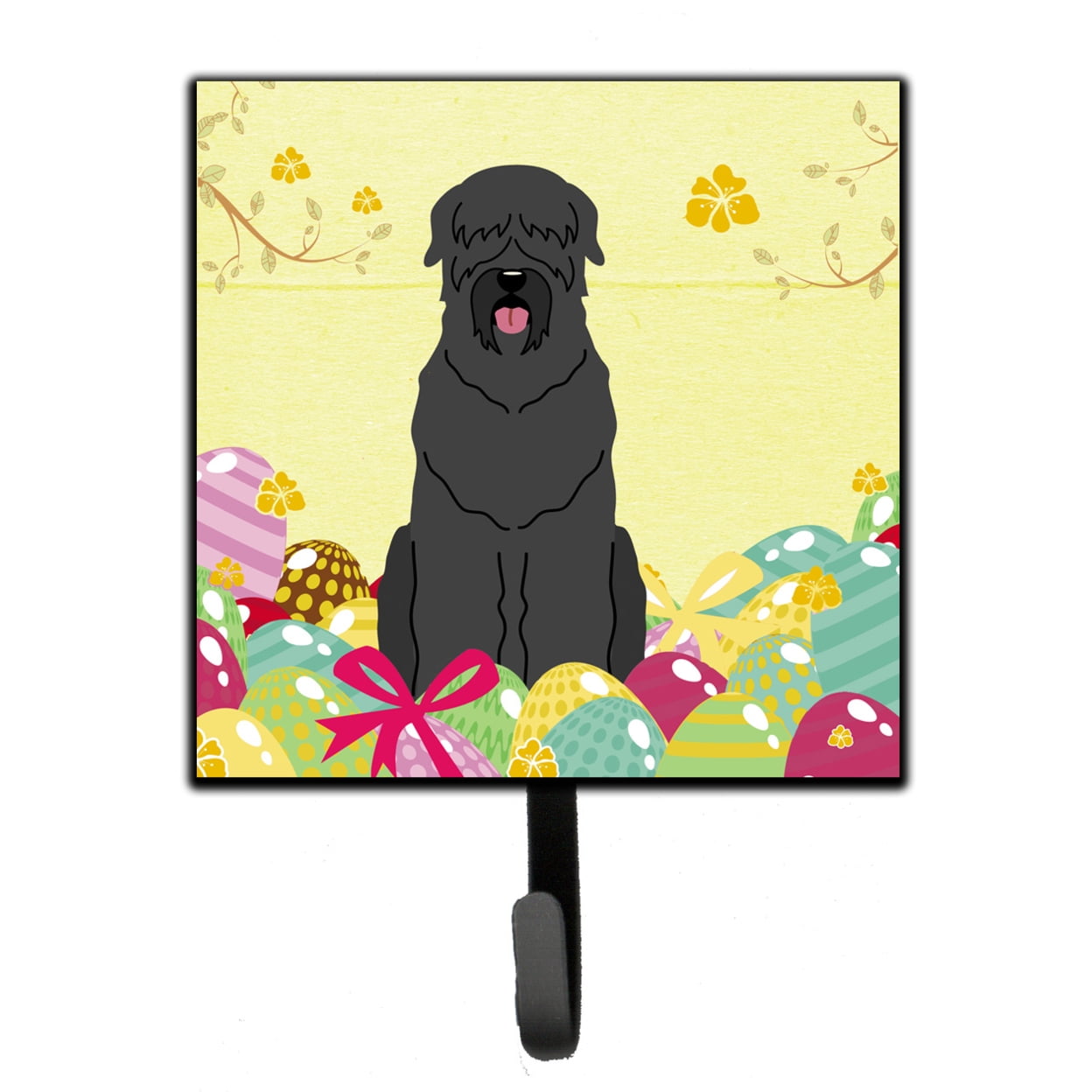 Easter Eggs Black Russian Terrier Leash or Key Holder