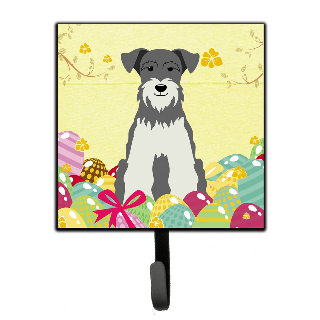 Easter Eggs Miniature Schanuzer Salt & Pepper Leash or Key Holder