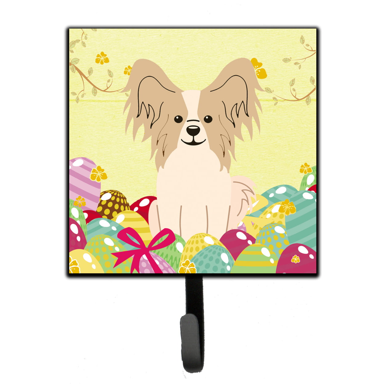 Easter Eggs Papillon Sable White Leash or Key Holder