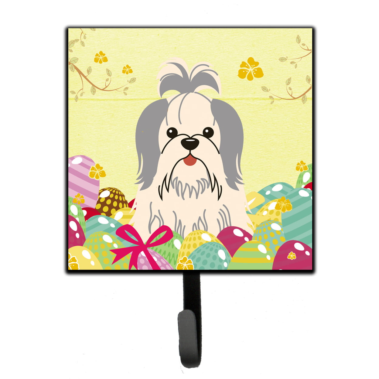 Easter Eggs Shih Tzu Silver & White Leash or Key Holder