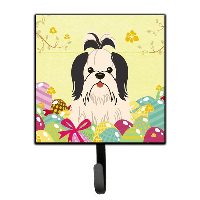 Easter Eggs Shih Tzu Black & White Leash or Key Holder