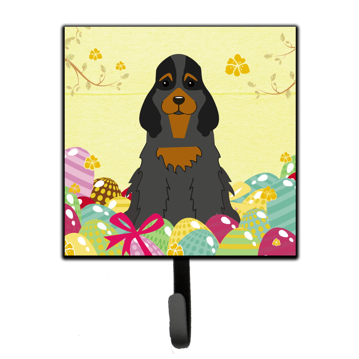 Easter Eggs Cocker Spaniel Black Tan Leash or Key Holder