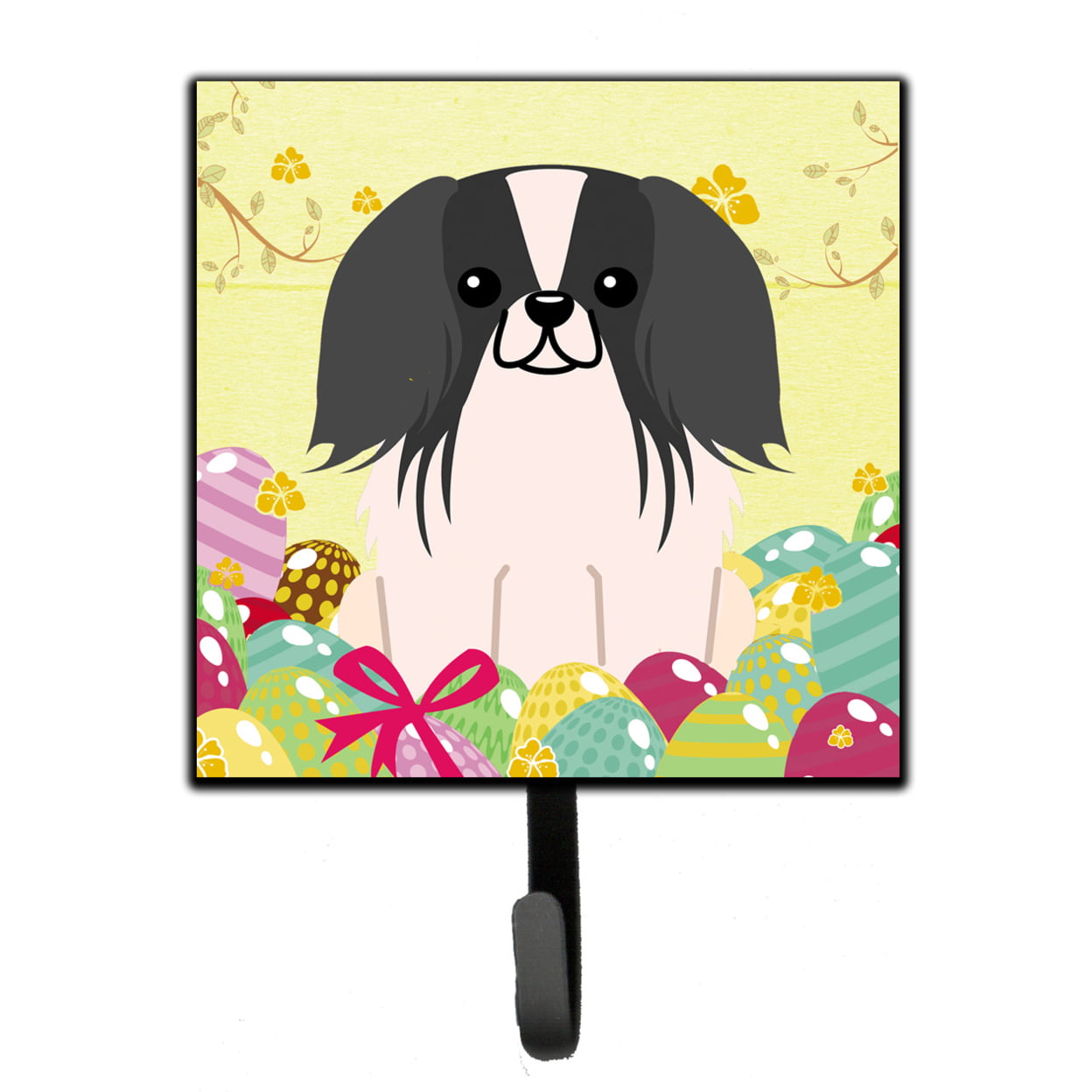 Easter Eggs Pekingnese Black & White Leash or Key Holder