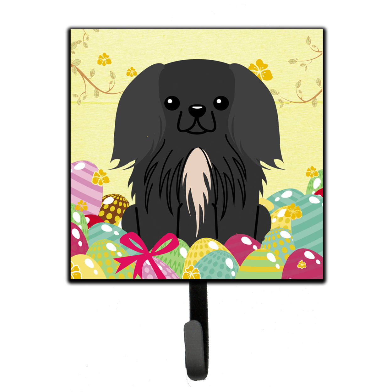 BB6107SH4 Easter Eggs Pekingnese Black Leash or Key Holder