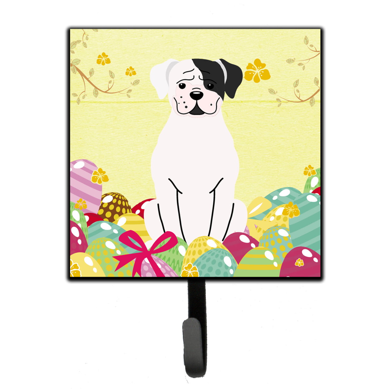 Easter Eggs White Boxer Cooper Leash or Key Holder