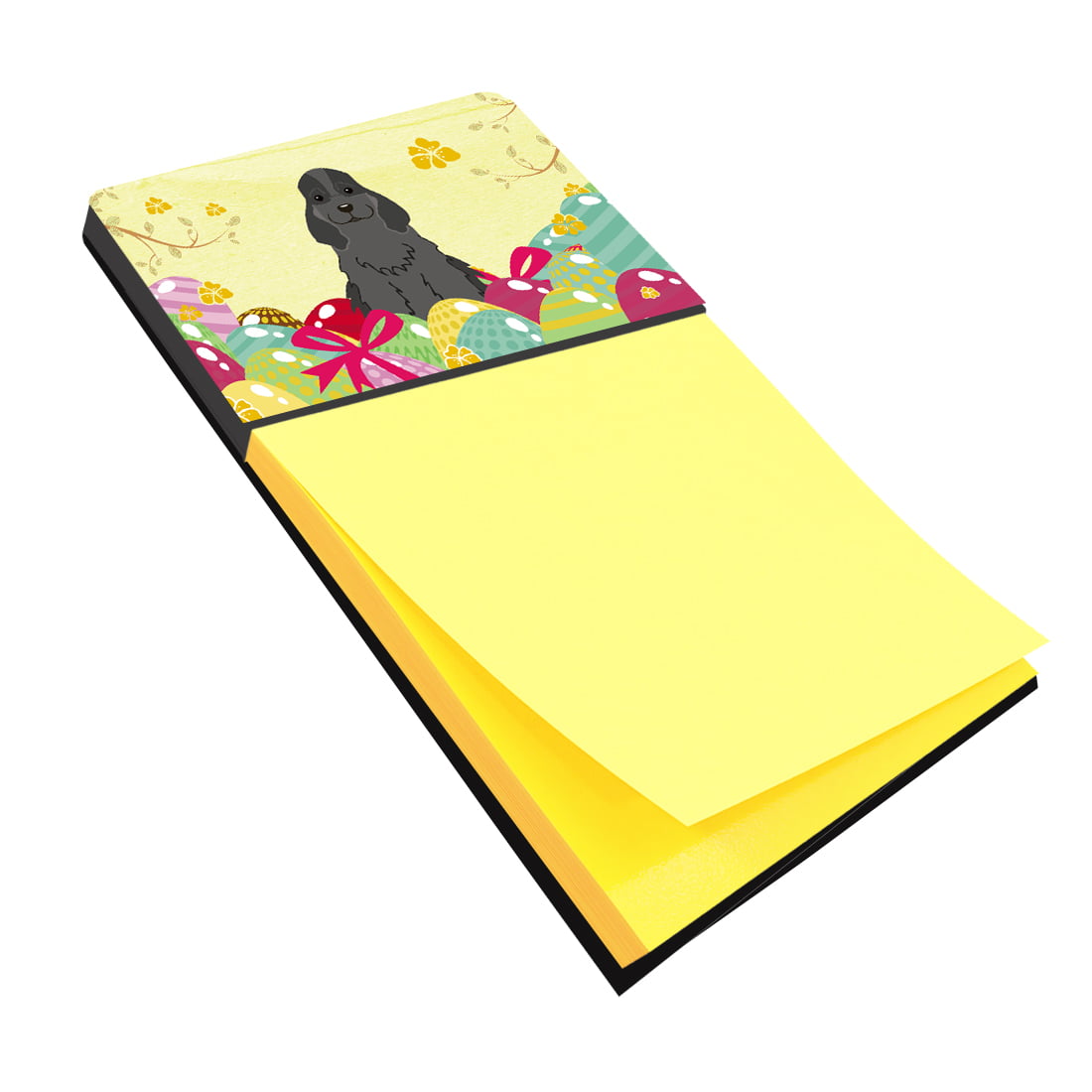 BB6092SN Easter Eggs Cocker Spaniel Black Sticky Note Holder