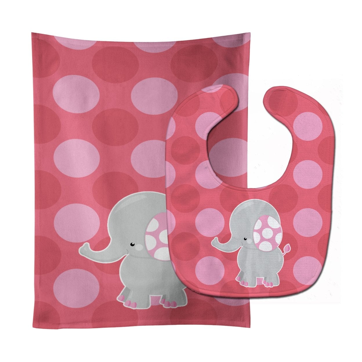 Elephant Big Polkadots Baby Bib & Burp Cloth