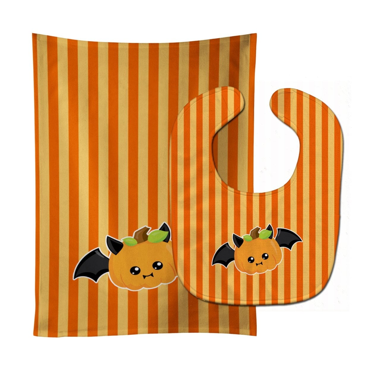 Halloween Pumpkin Bat Baby Bib & Burp Cloth
