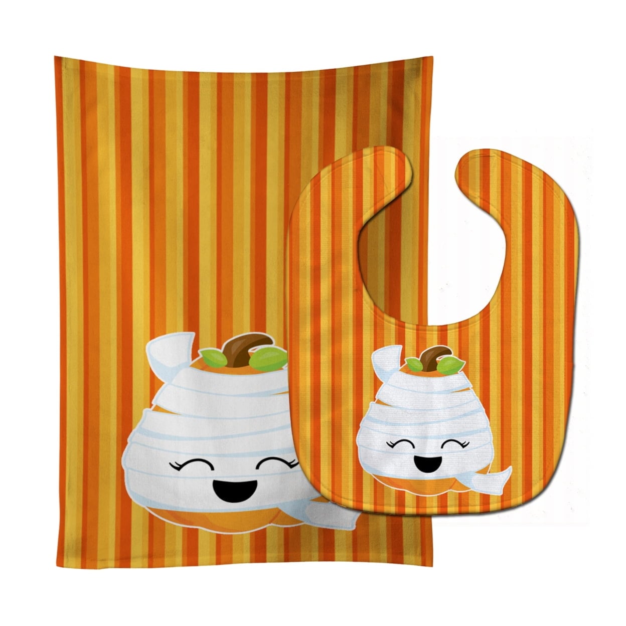 Halloween Pumpkin Mummy Baby Bib & Burp Cloth