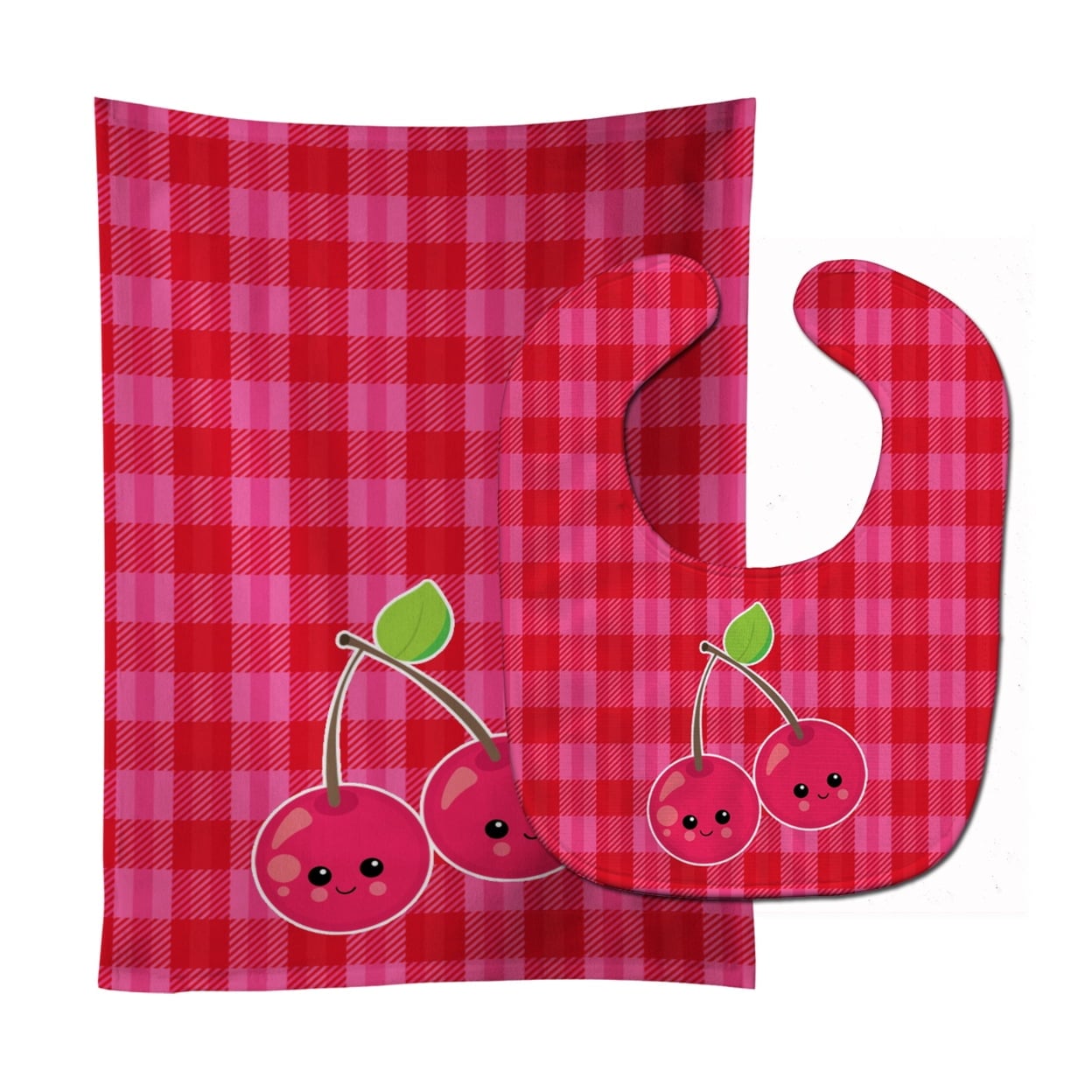 Cherry Faces Baby Bib & Burp Cloth