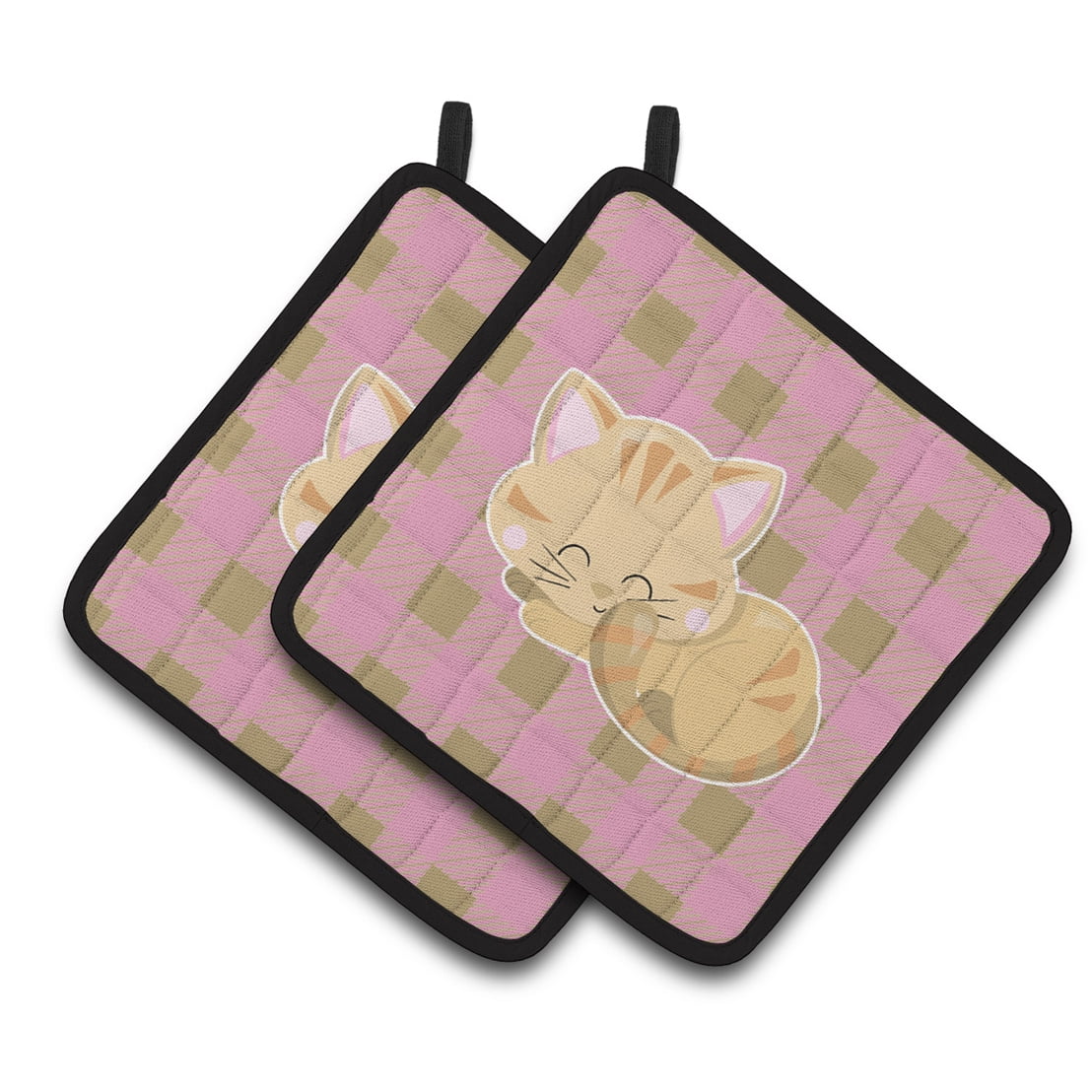 Kitten Sleeping Pair of Pot Holders