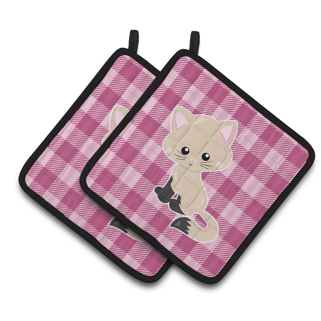 Kitten Cat on Pink Pair of Pot Holders