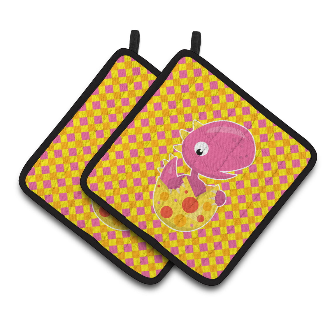 Baby T-Rex Dinosaur Hatching Pair of Pot Holders