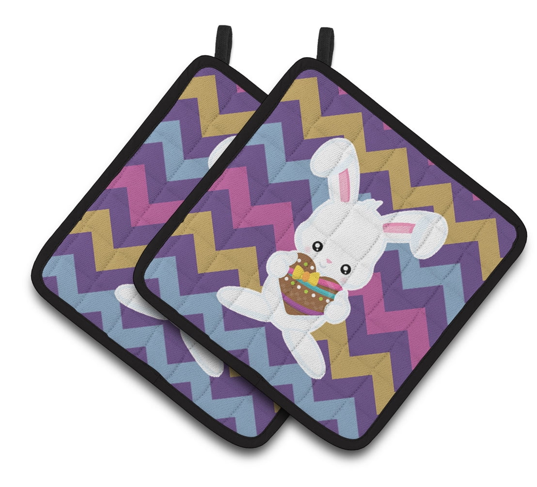 BB6901PTHD Easter Rabbit With Chocolate Heart Pair of Pot Holders