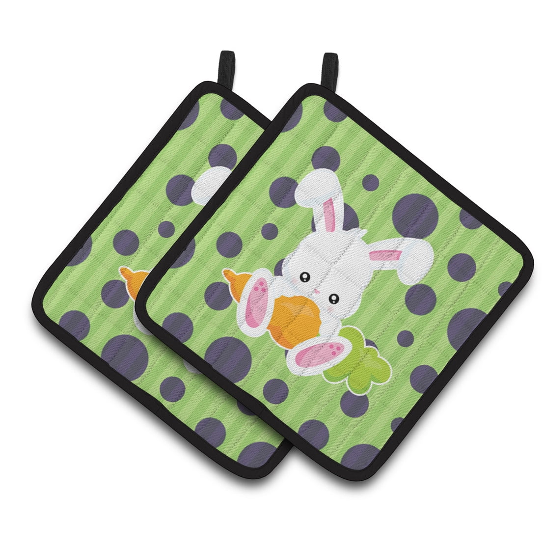 BB6903PTHD Easter Polkadot Rabbit Pair of Pot Holders