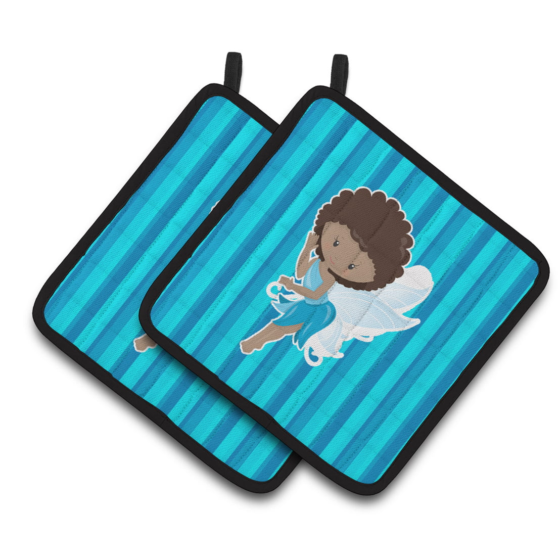 Fairy Blue Stripes Pair of Pot Holders