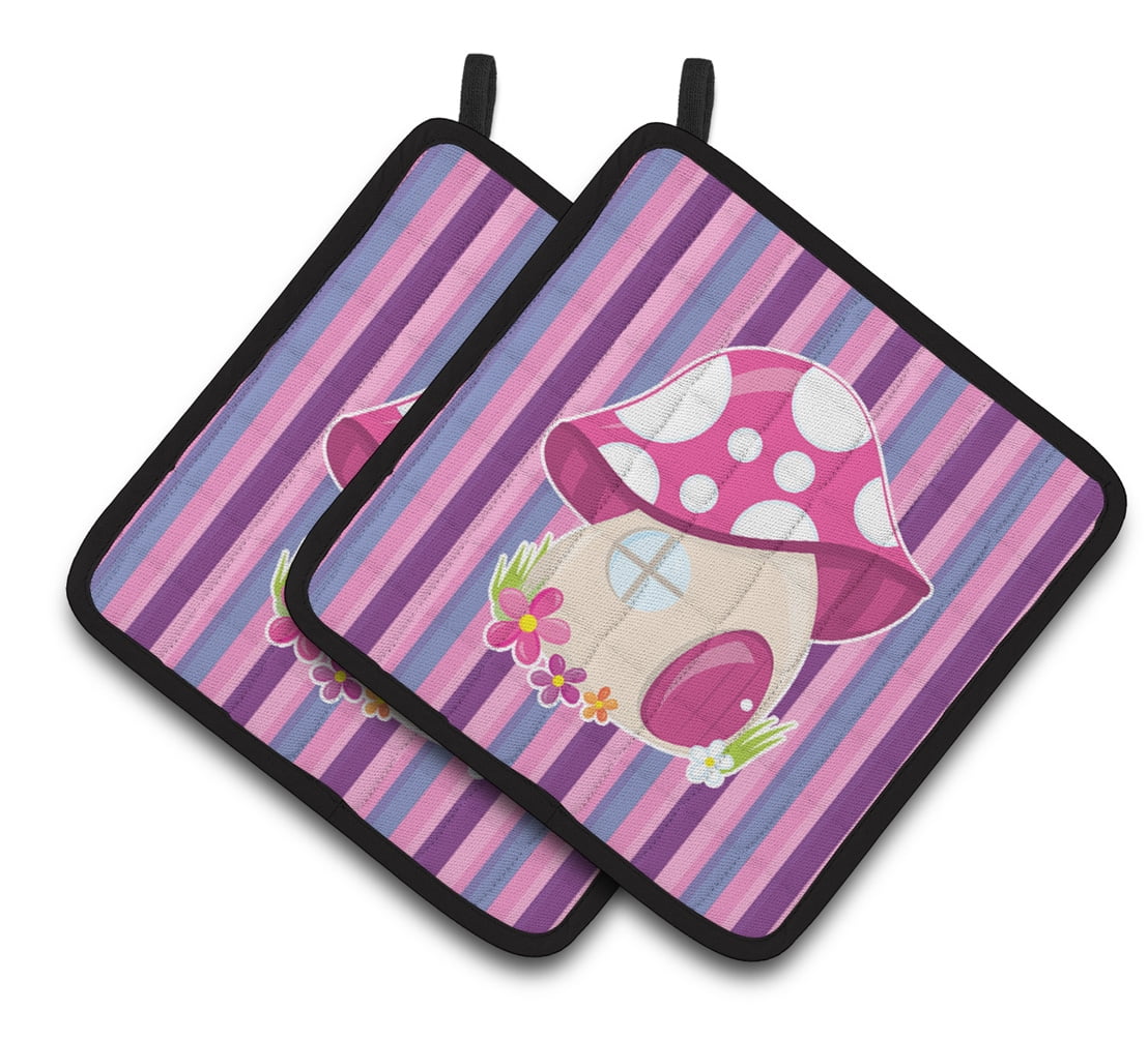 Fairy House Pink & Purple Pair of Pot Holders