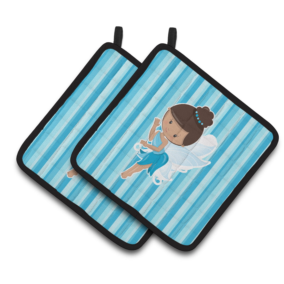 Fairy Blue Stripes Pair of Pot Holders