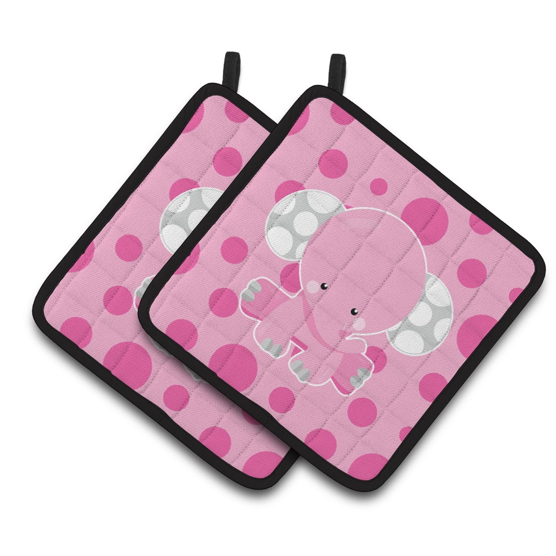 Elephant With Pink Polkadots Pair of Pot Holders