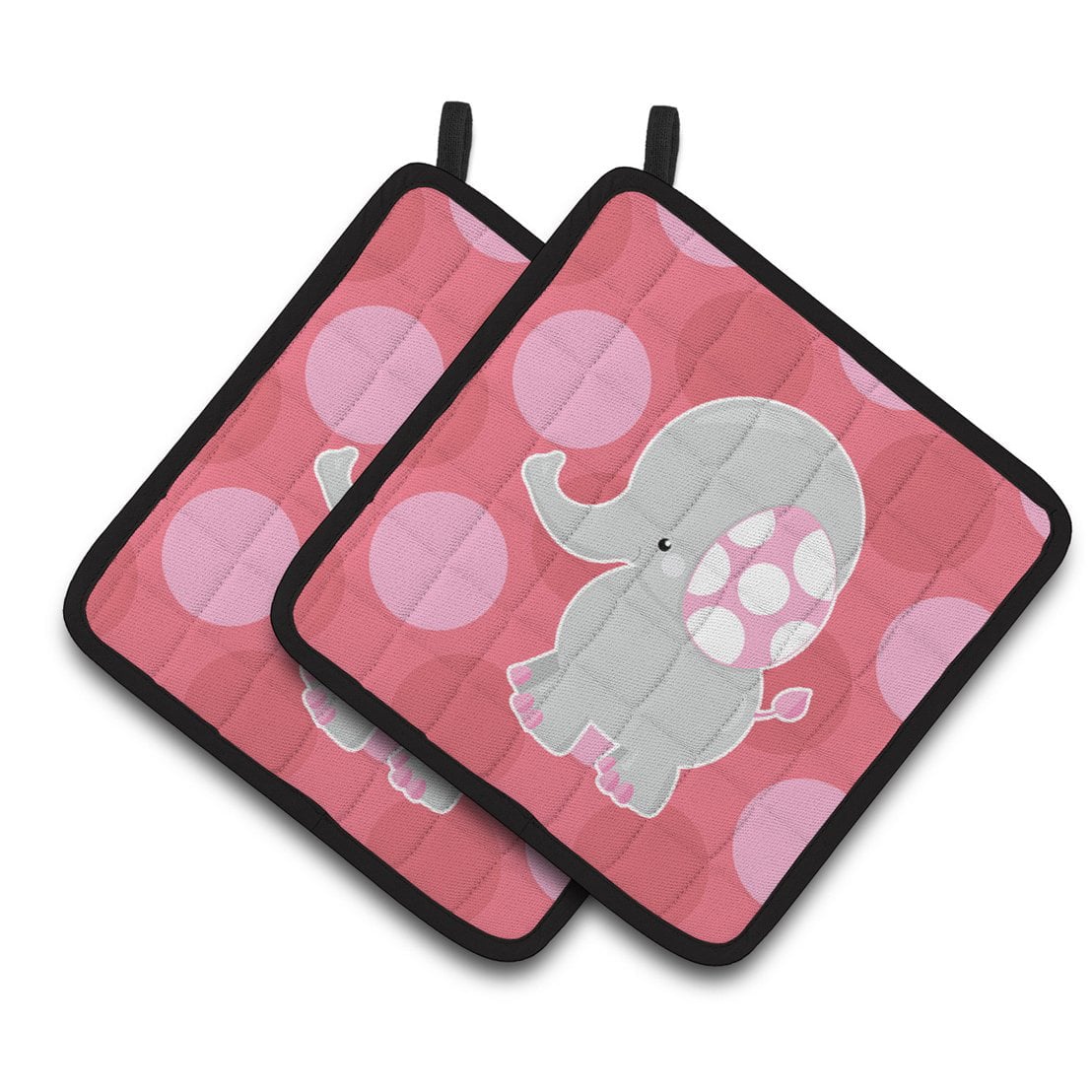 BB6950PTHD Elephant Big Polkadots Pair of Pot Holders