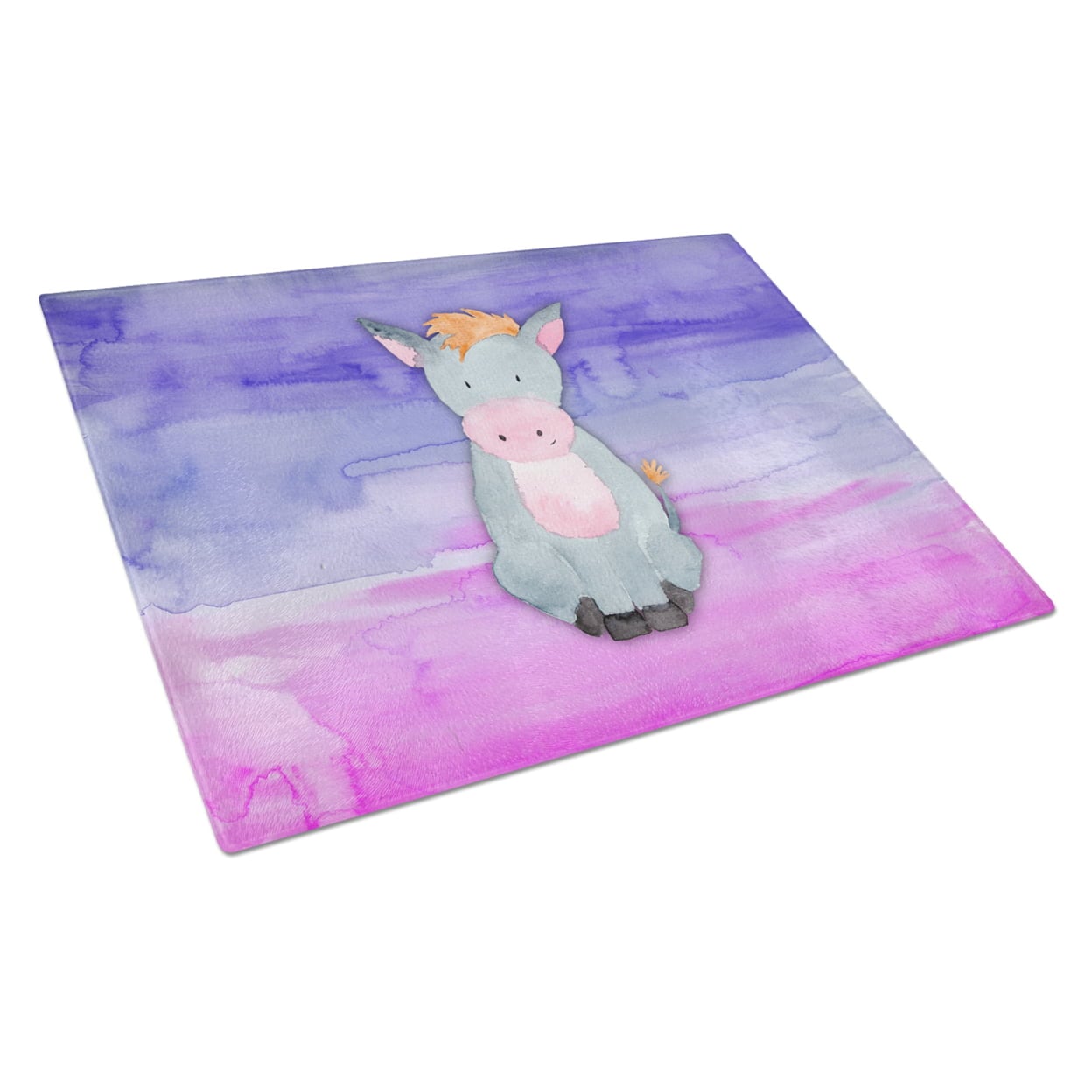 Donkey Watercolor Glass Cutting Board - Large