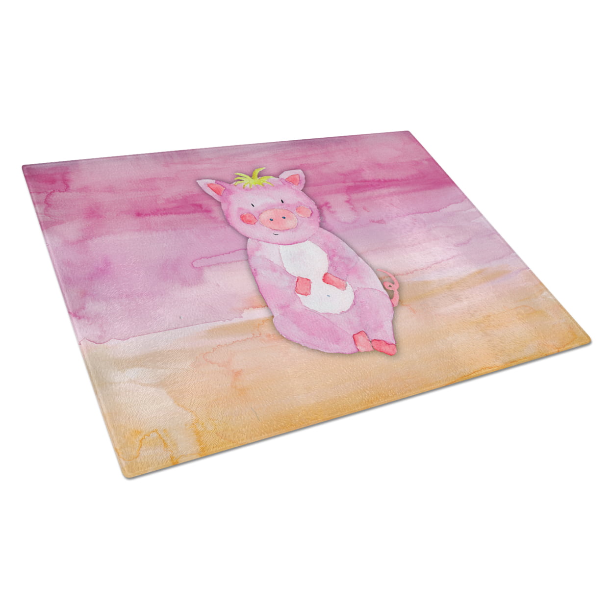 Pig Watercolor Glass Cutting Board - Large