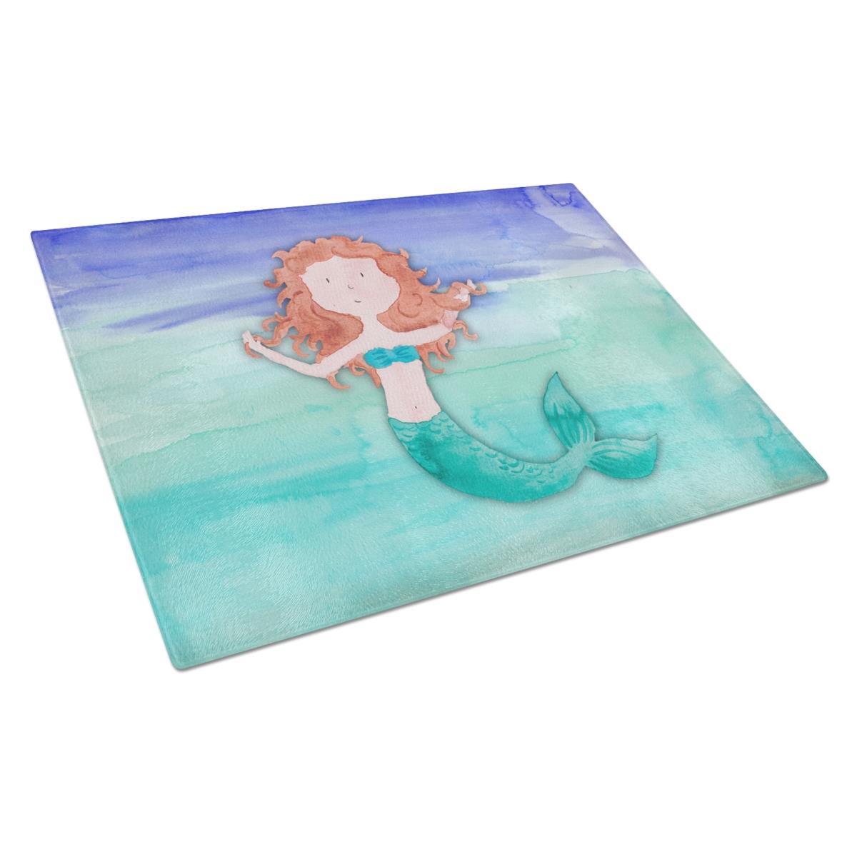 BB7421LCB Ginger Mermaid Watercolor Glass Cutting Board - Large