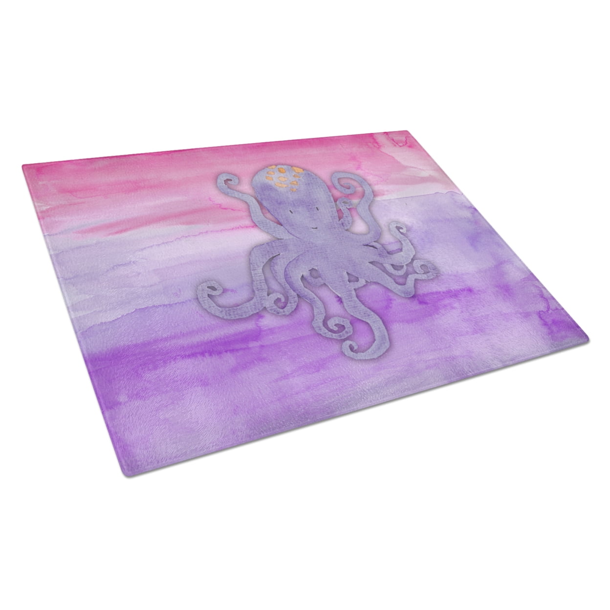 Octopus Watercolor Glass Cutting Board - Large