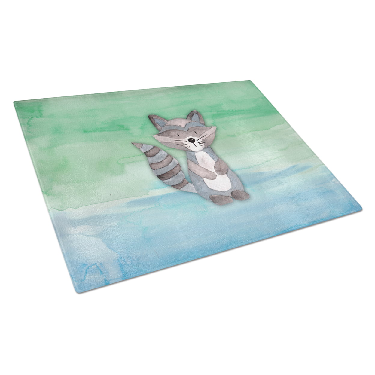 Raccoon Watercolor Glass Cutting Board - Large