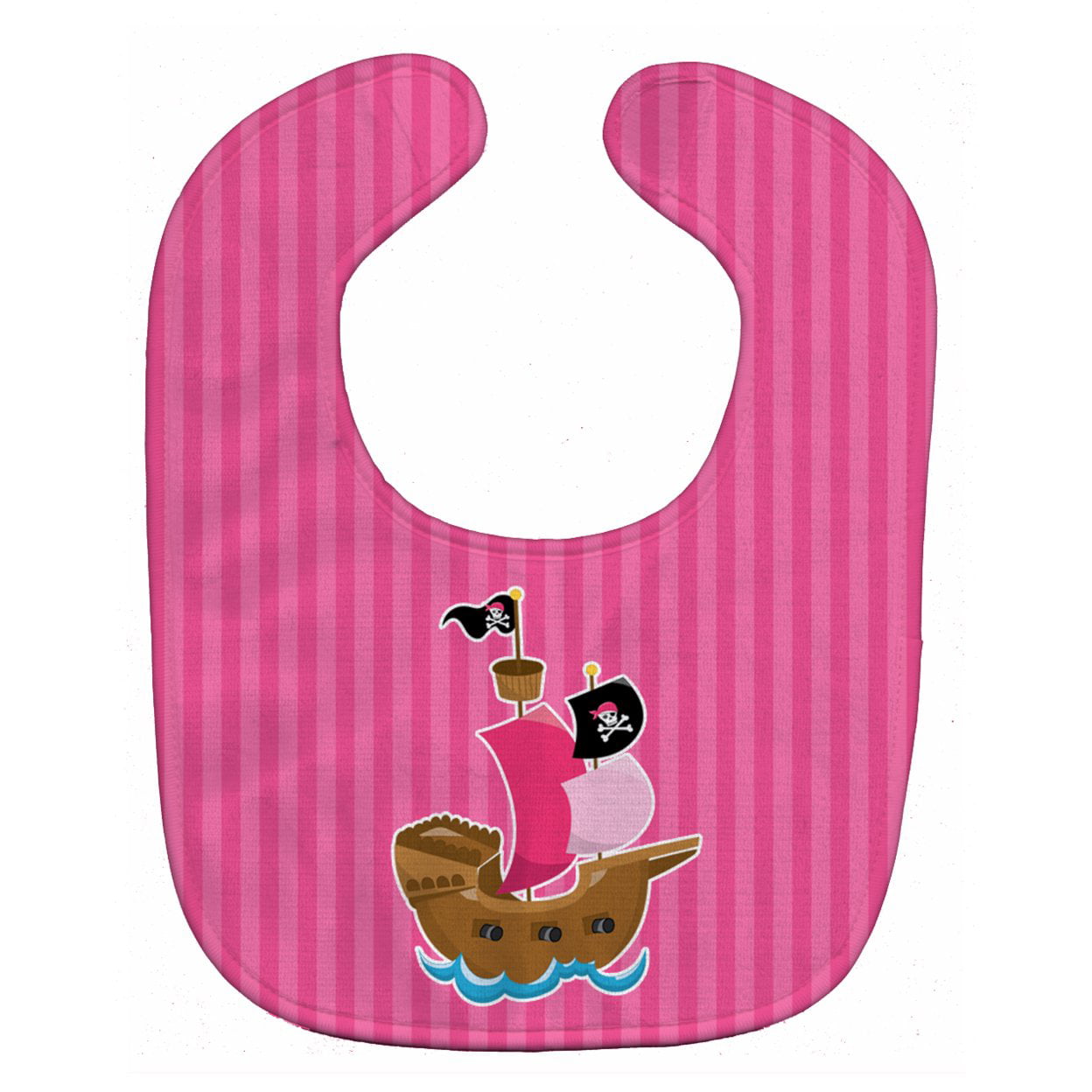 Pirate Ship Pink Baby Bib
