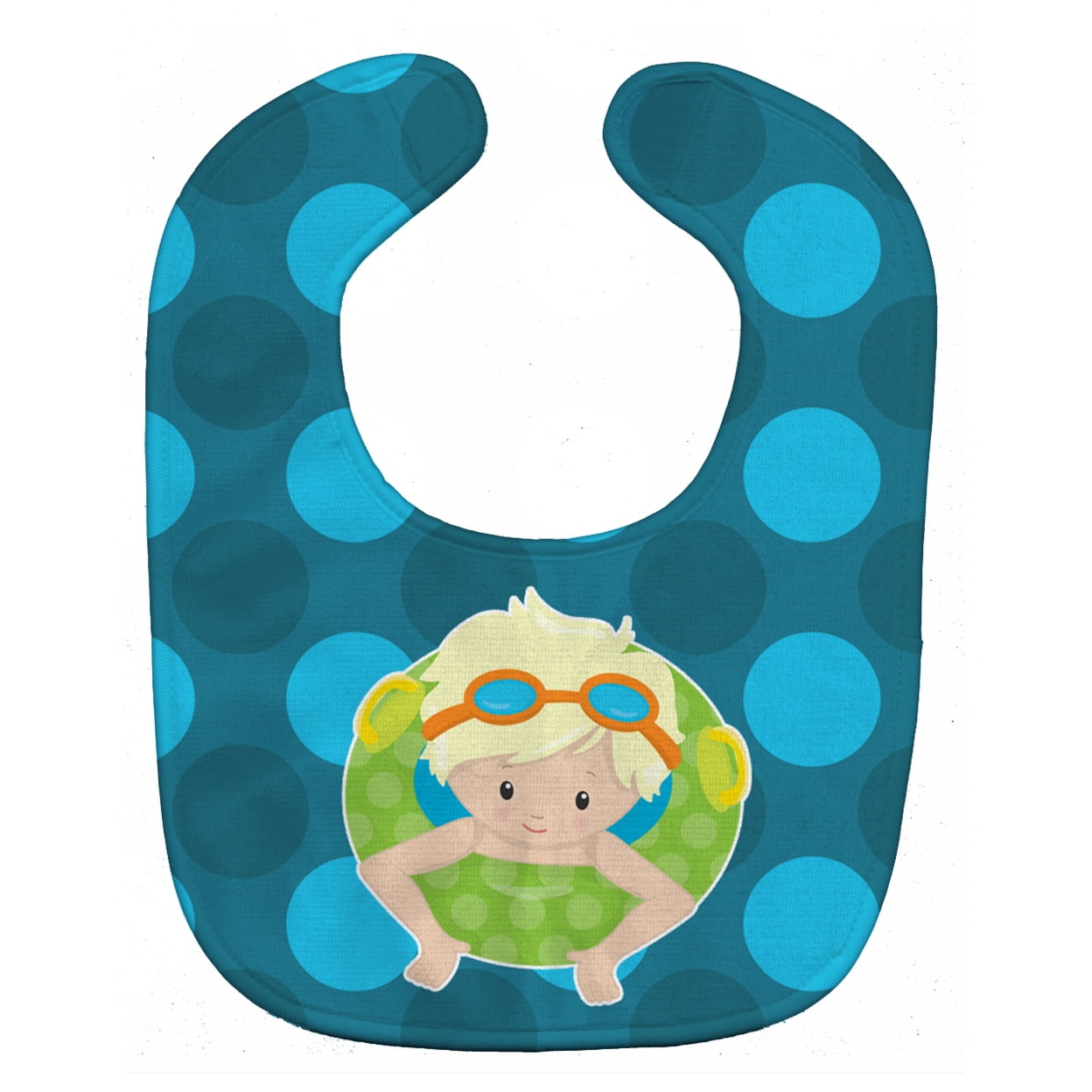 Summer Pool Boy in Tube Blonde Baby Bib